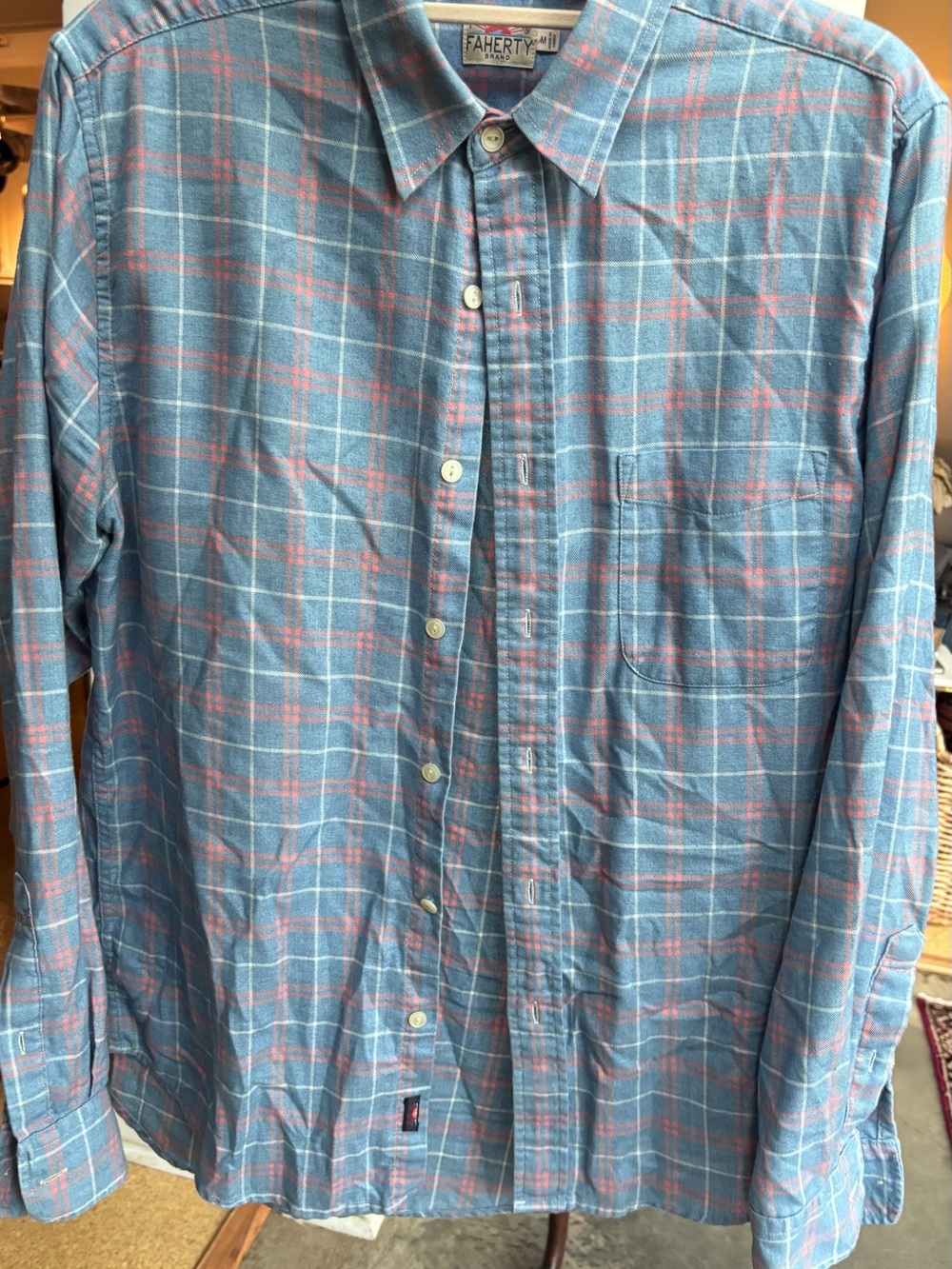 Faherty Lightweight Plaid Button-Down in Blue & Pink